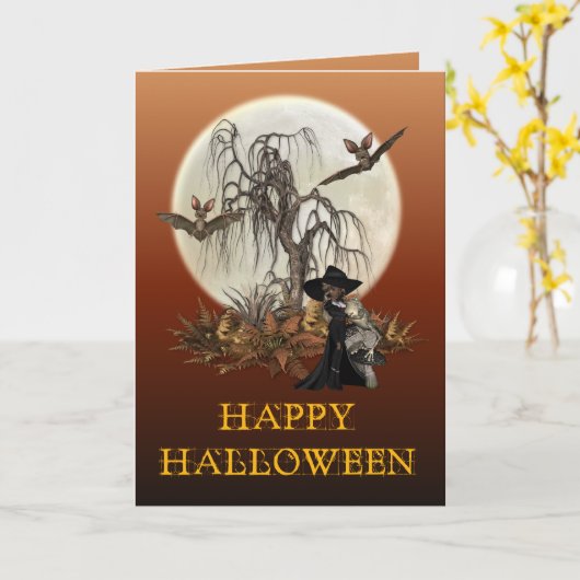 Carte Halloween Witch (Fleur jaune)