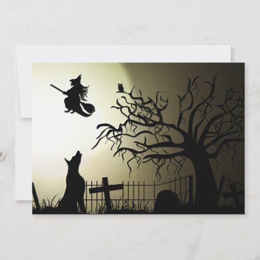 Carte Halloween Witch et Howling Dog (Devant)