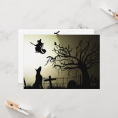 Carte Halloween Witch et Howling Dog (Devant/Arrière en situation)