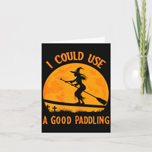 Carte Halloween Witch Paddleboarder Sup Standup Paddling (Devant)