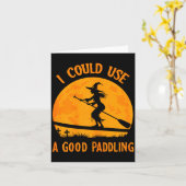 Carte Halloween Witch Paddleboarder Sup Standup Paddling (Fleur jaune)