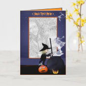Carte Halloween Witch Stirring Cauldron (cadre photo) (Fleur jaune)