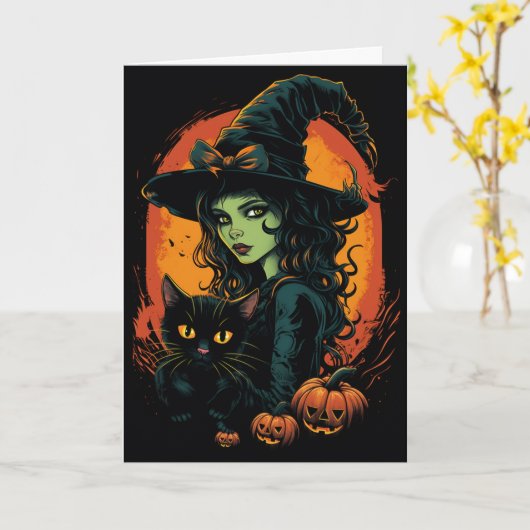 Carte Halloween Witchy (Fleur jaune)