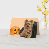 Carte Halloween Yorkie (Fleur jaune)