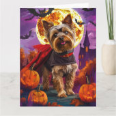 Carte Halloween Yorkshire Terrier Vampire Citrouilles pe (Devant)