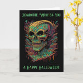 Carte Halloween zombie effrayant (Fleur jaune)