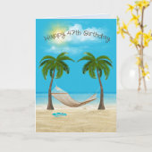 Carte Hamac sur la plage 47e anniversaire (Fleur jaune)