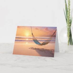 Carte Hamac sur la plage au coucher du soleil