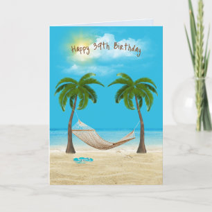 Carte Hamac sur la plage Pour 39e anniversaire