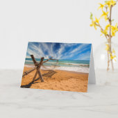 Carte Hamac sur une plage tropicale (Fleur jaune)