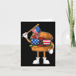 Carte Hamburger drôle Drapeau américain Jour de l'Indépe