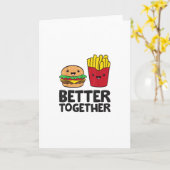 Carte Hamburger et frites aiment la restauration rapide (Fleur jaune)