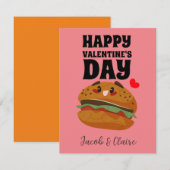 Carte hamburger mignon, Joyeux valentines jour personnal (Devant / Derrière)