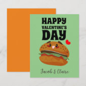 Carte hamburger mignon, Joyeux valentines jour personnal (Devant / Derrière)