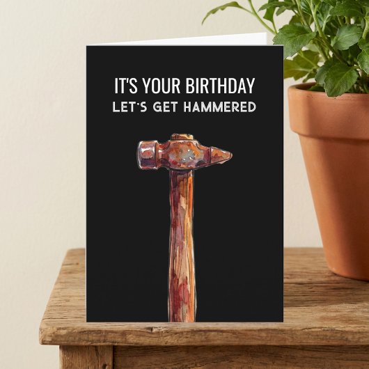 Carte Hammered Funny Rustic Hammer Male Birthday