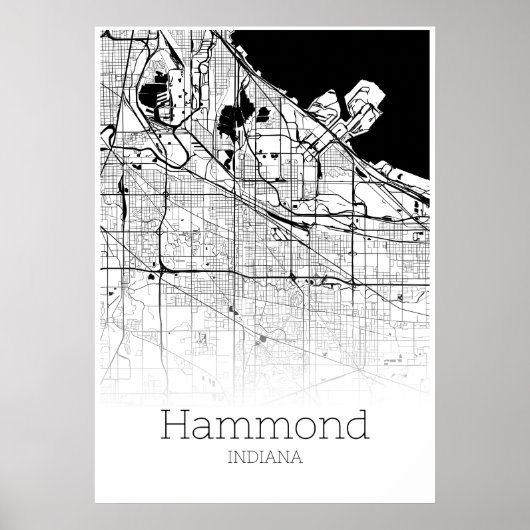 Carte Hammond - Indiana - Poster de la carte de la (Devant)