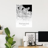 Carte Hammond - Indiana - Poster de la carte de la (Bureau à domicile)