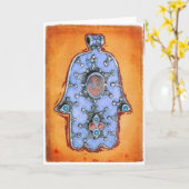 Carte Hamsa vintage (Fleur jaune)