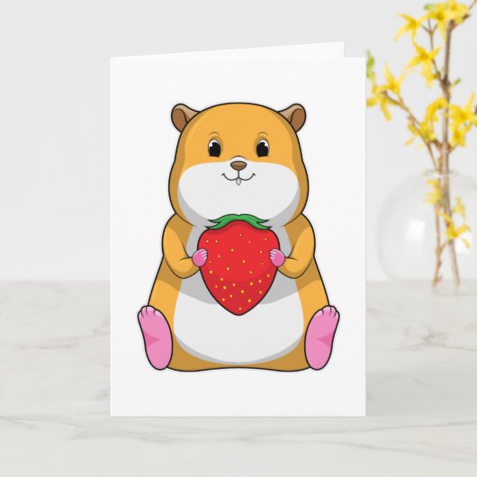 Carte Hamster à la fraise (Fleur jaune)