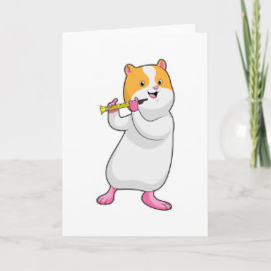 Carte Hamster à la musique avec flûte