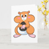 Carte Hamster au noyer (Fleur jaune)