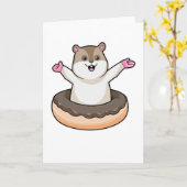 Carte Hamster avec beignet au chocolat (Fleur jaune)