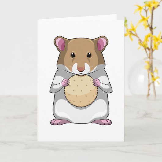 Carte Hamster avec biscuit (Fleur jaune)