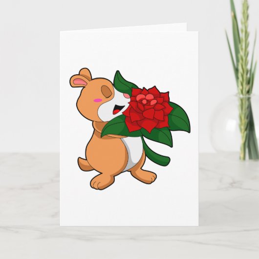 Carte Hamster avec fleur rose (Devant)