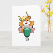 Carte Hamster avec marteau-piqueur (Fleur jaune)