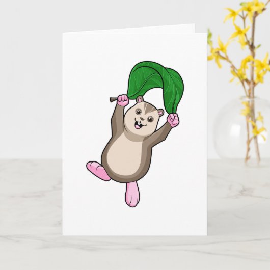 Carte Hamster avec parachute (Fleur jaune)