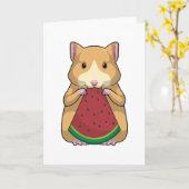 Carte Hamster avec pastèque (Fleur jaune)
