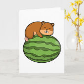 Carte Hamster avec pastèque (Fleur jaune)