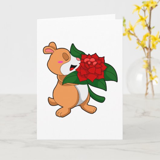Carte Hamster avec Rose à fleurs (Fleur jaune)