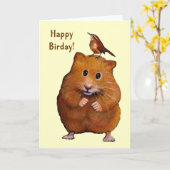 Carte Hamster & Bird : Joyeuse fête des oiseaux, Anniver (Fleur jaune)