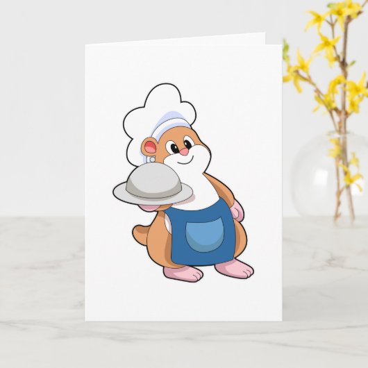 Carte Hamster cuisinier avec plat (Fleur jaune)