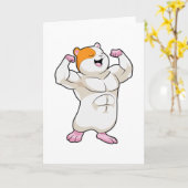 Carte Hamster culturiste avec gros muscles (Fleur jaune)