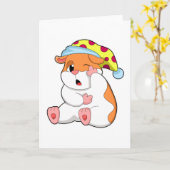 Carte Hamster dormant avec gros dormeur (Fleur jaune)