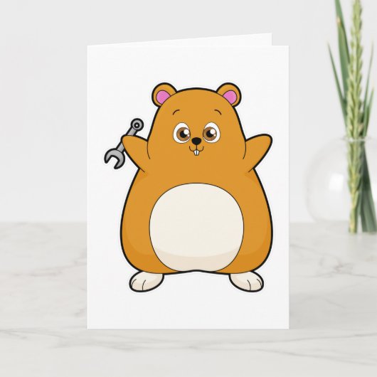 Carte Hamster en mécanicien avec clé (Devant)