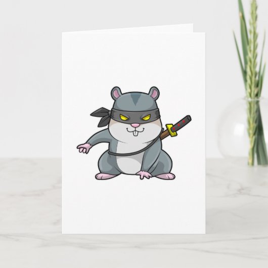 Carte Hamster en ninja aux arts martiaux avec épée (Devant)