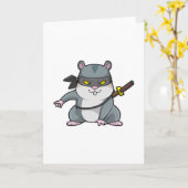 Carte Hamster en ninja aux arts martiaux avec épée (Fleur jaune)