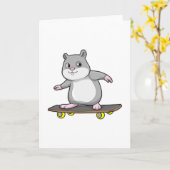 Carte Hamster en skater avec skateboard (Fleur jaune)