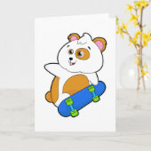 Carte Hamster en skateur avec skateboard (Fleur jaune)