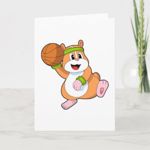 Carte Hamster en tant que joueur de basket-ball avec bal