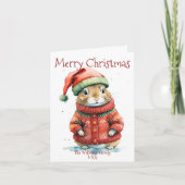 Carte Hamster festif à Noël de Santa Hat (Devant)