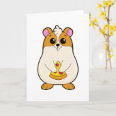 Carte Hamster mangeant de la pizza (Fleur jaune)