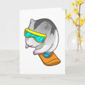 Carte Hamster Snowboardeur Snowboard (Fleur jaune)