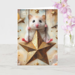 Carte Hamster Swings on Golden Star Cute Toutes les Occa