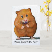 Carte HAMSTER Venez à ma fête (Fleur jaune)