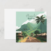 Carte Hanalei Kauai Hawaii Bay Mounts Green (Devant / Derrière)