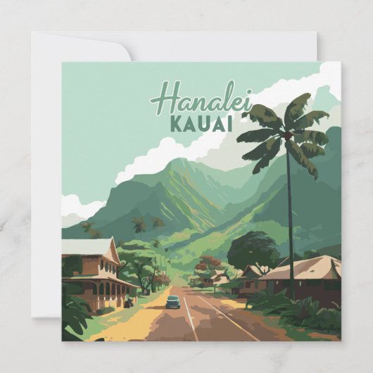 Carte Hanalei Kauai Hawaii Bay Mounts Green (Devant)